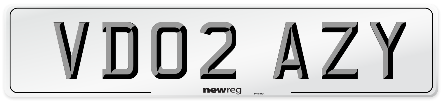 VD02 AZY Number Plate from New Reg